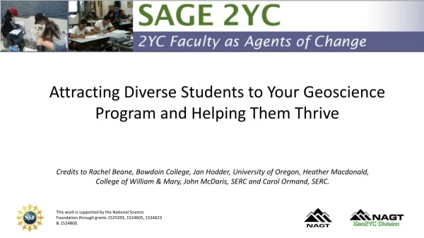 Attracting Diverse Students to Your Geoscience Program and Helping Them Thrive