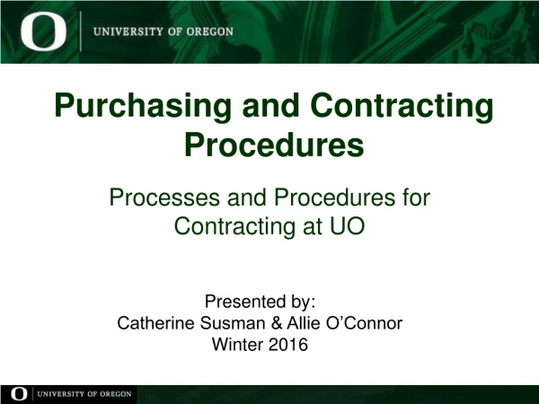 Purchasing and Contracting Procedures