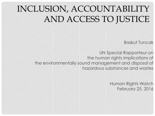 Inclusion, Accountability and access to Justice