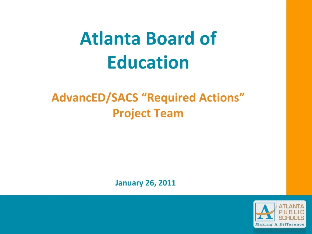 atlanta board of education advanced sacs required actions project team