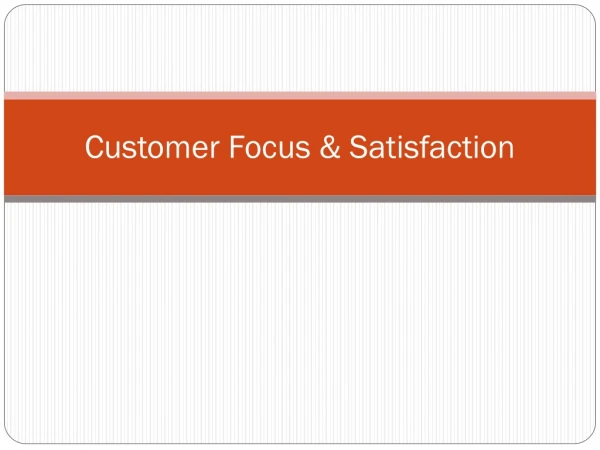 Customer Focus &amp; Satisfaction