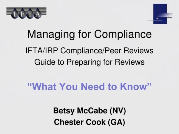 Managing for Compliance