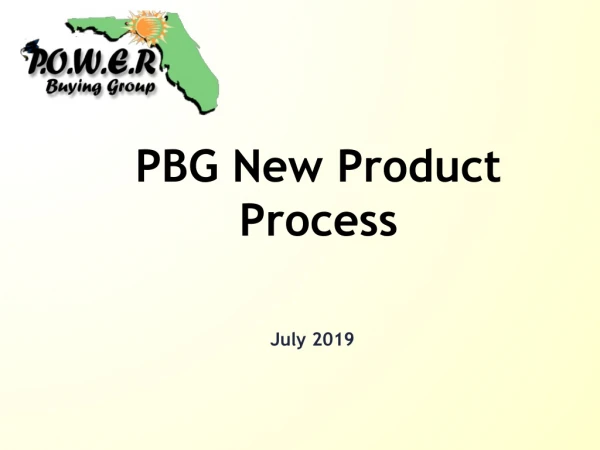 PBG New Product Process
