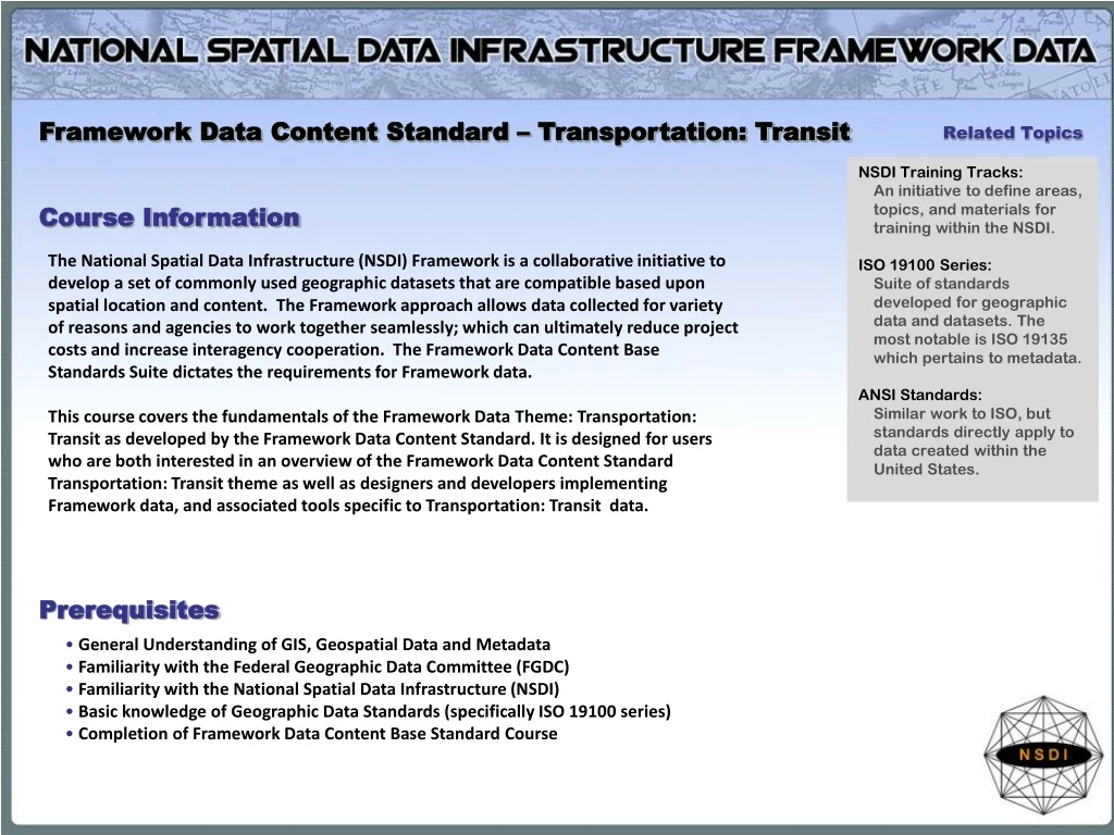framework data content standard transportation