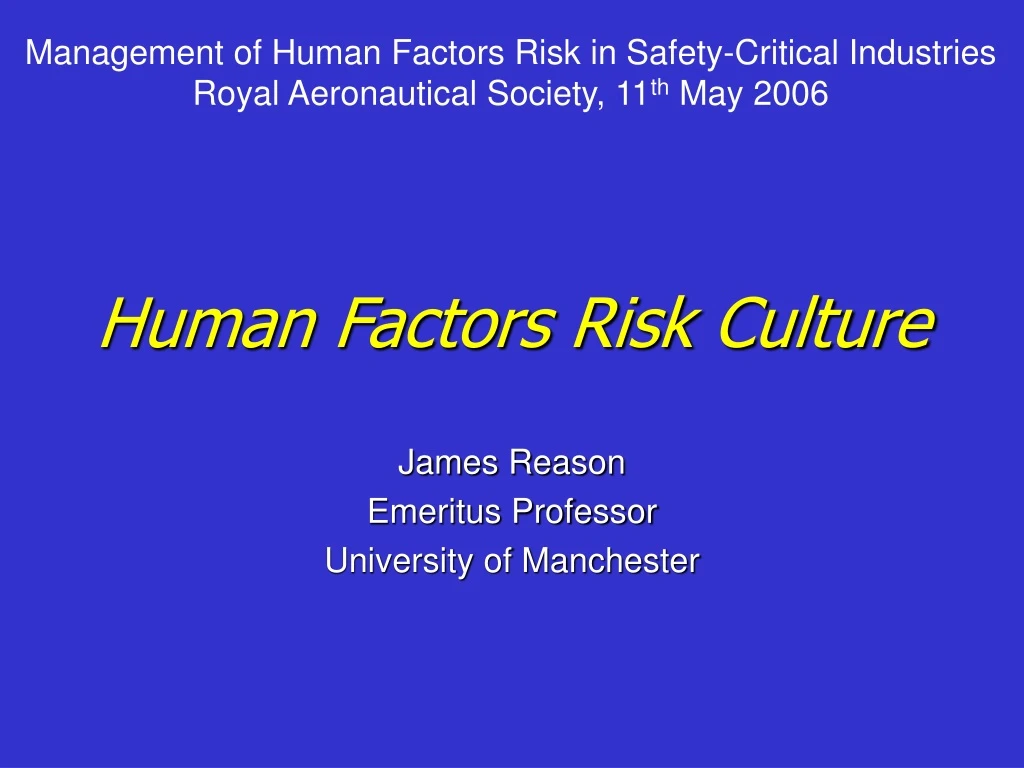 human factors risk culture