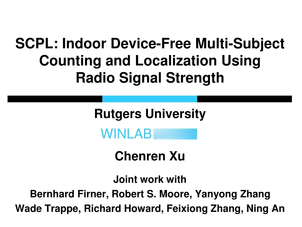 scpl indoor device free multi subject counting and localization using radio signal strength