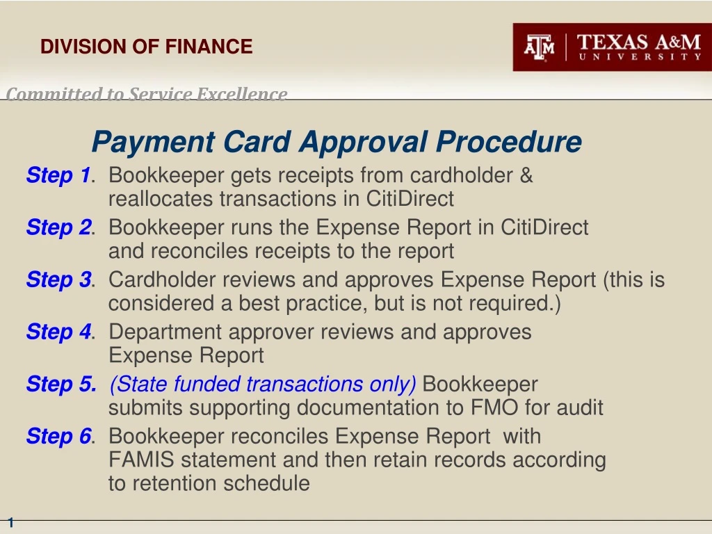 payment card approval procedure