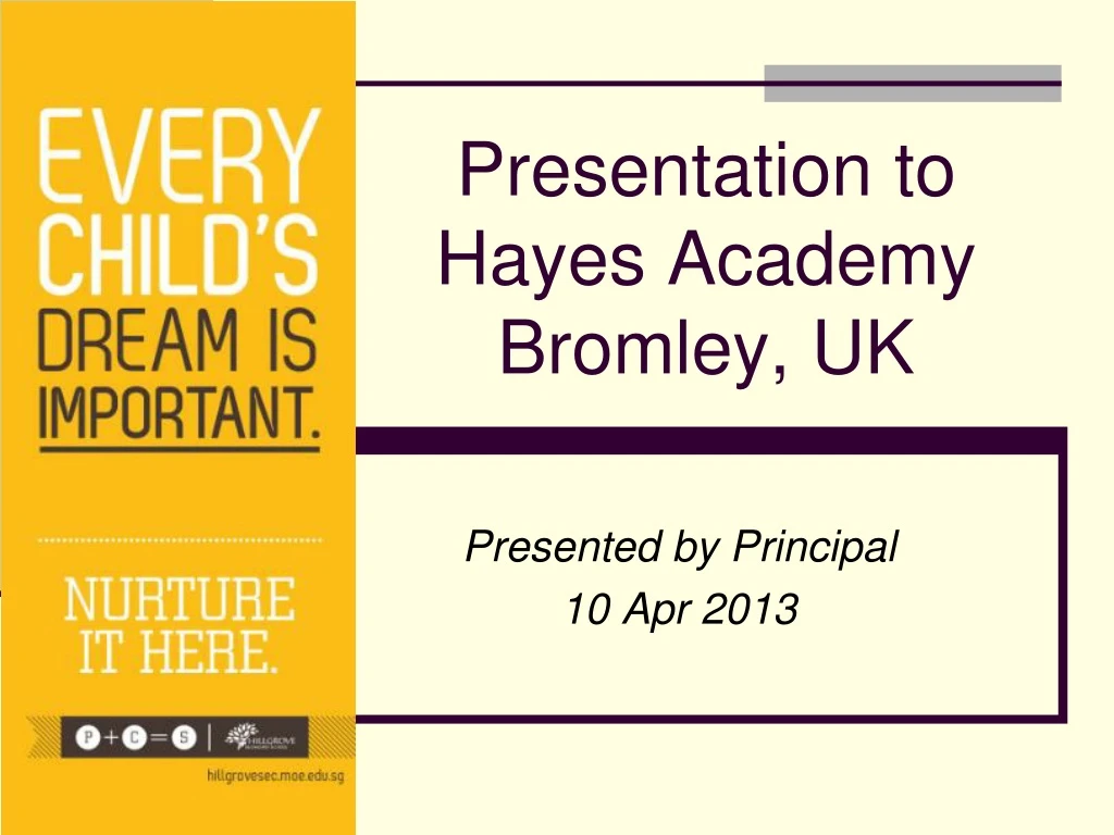 presentation to hayes academy bromley uk