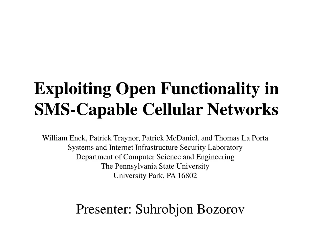 exploiting open functionality in sms capable cellular networks