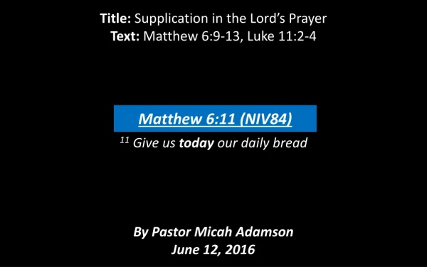 Matthew 6:11 (NIV84)