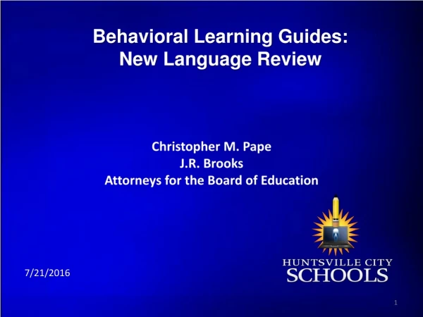 Behavioral Learning Guides: New Language Review