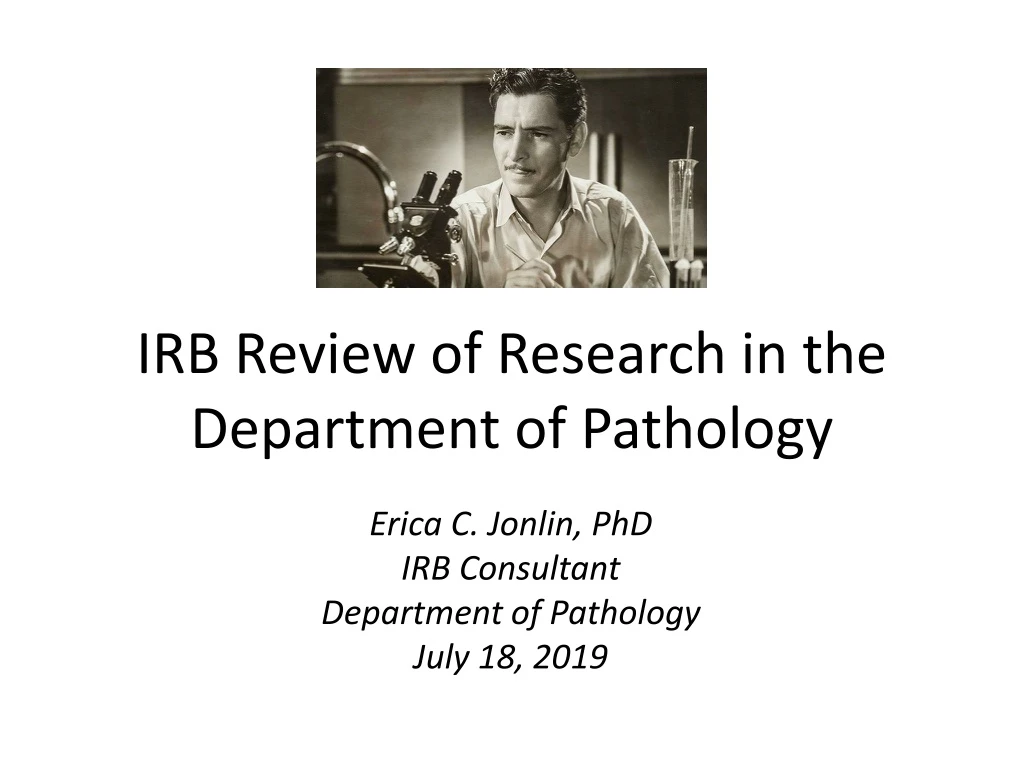 irb review of research in the department of pathology