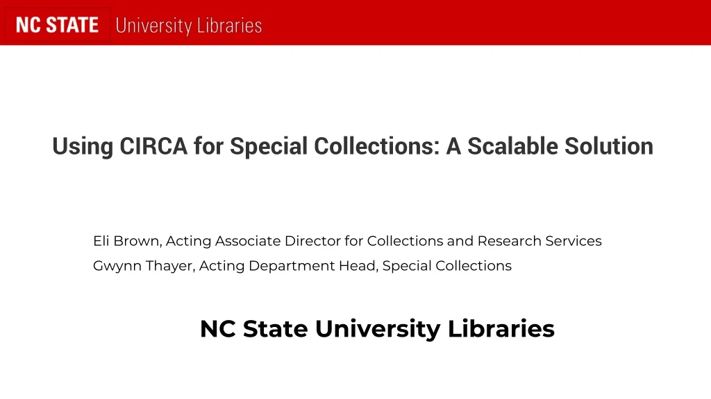 using circa for special collections a scalable solution