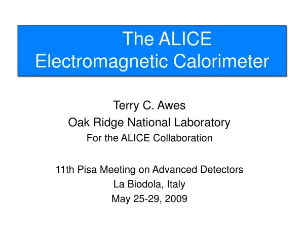 The ALICE Electromagnetic Calorimeter