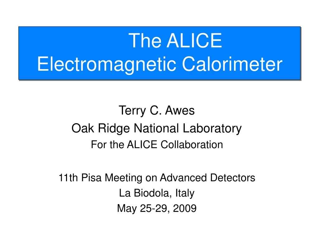 the alice electromagnetic calorimeter