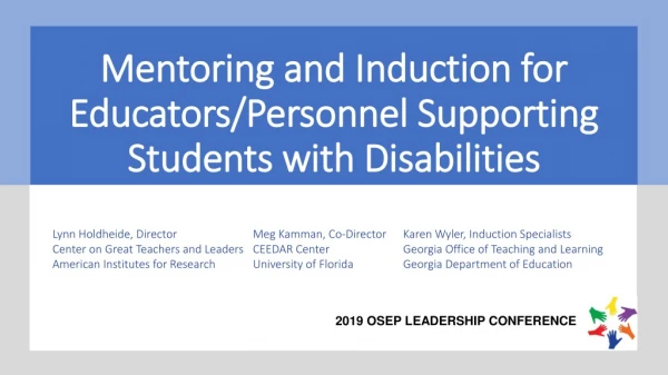 Mentoring and Induction for Educators/Personnel Supporting Students with Disabilities