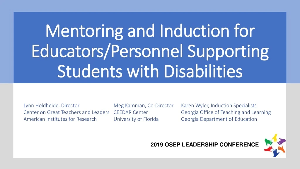 mentoring and induction for educators personnel supporting students with disabilities