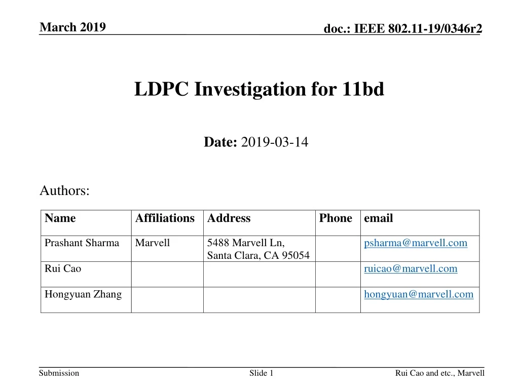 ldpc investigation for 11bd