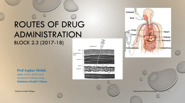 Routes of drug administration Block 2.3 (2017-18)