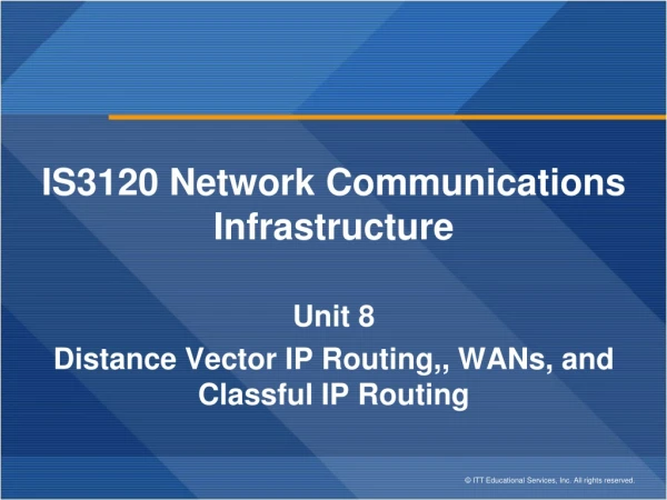 IS3120 Network Communications Infrastructure Unit 8