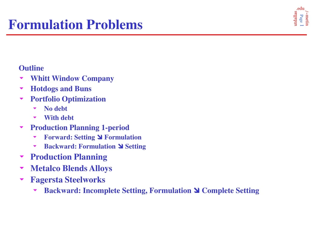 formulation problems