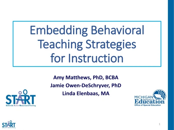 Embedding Behavioral Teaching Strategies for Instruction