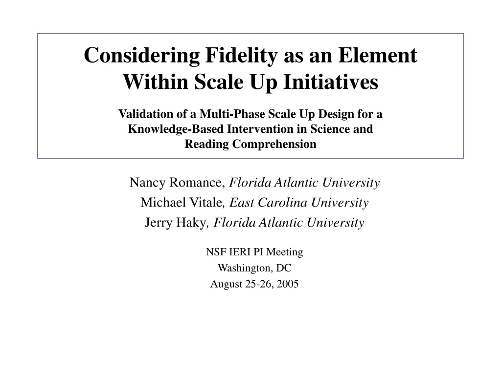 considering fidelity as an element within scale