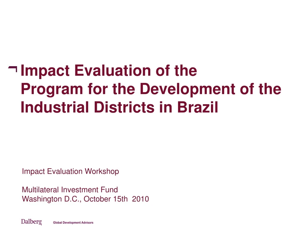impact evaluation of the program for the development of the industrial districts in brazil