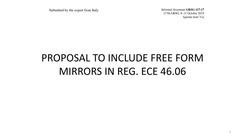 proposal to include free form mirrors in reg ece 46 06