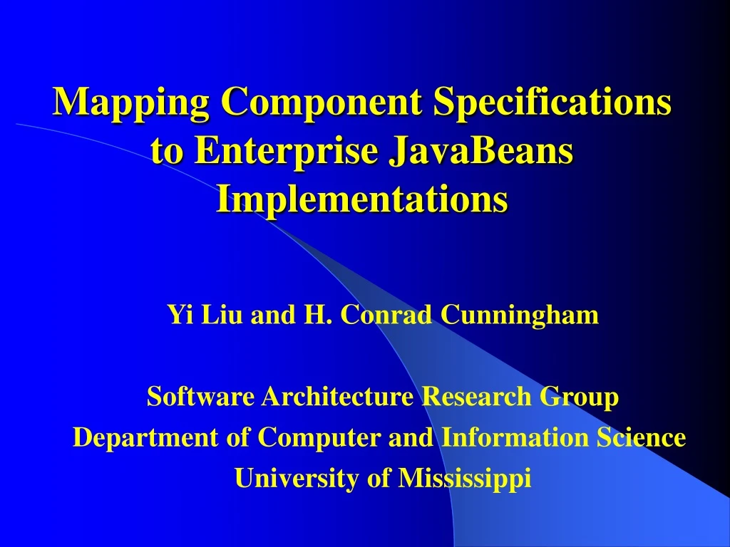 mapping component specifications to enterprise javabeans implementations