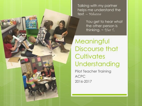 Meaningful Discourse that Cultivates Understanding
