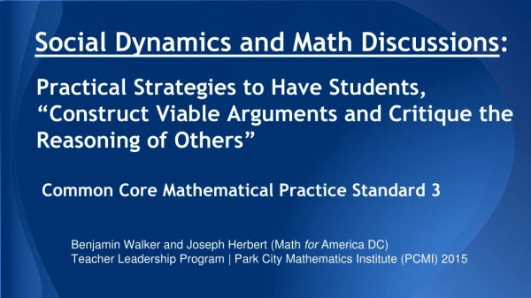 Social Dynamics and Math Discussions :