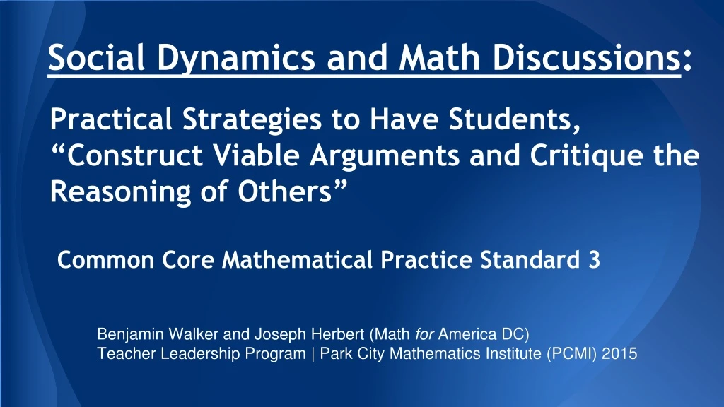 social dynamics and math discussions
