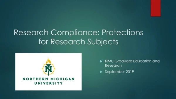 Research Compliance: Protections for Research Subjects