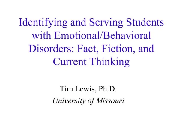 Identifying and Serving Students with Emotional