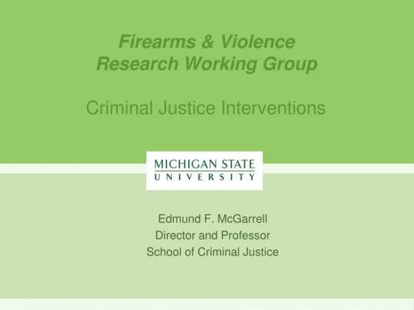 Firearms &amp; Violence Research Working Group Criminal Justice Interventions