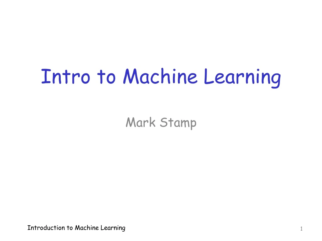 intro to machine learning