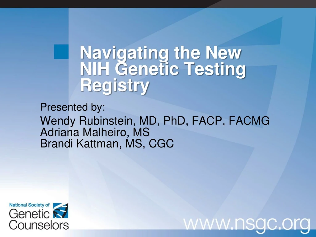 navigating the new nih genetic testing registry