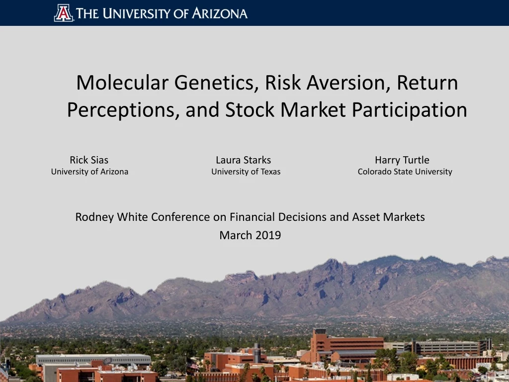 molecular genetics risk aversion return perceptions and stock market participation