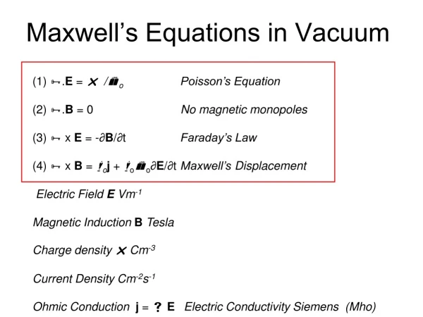 Maxwell’s Equations in Vacuum