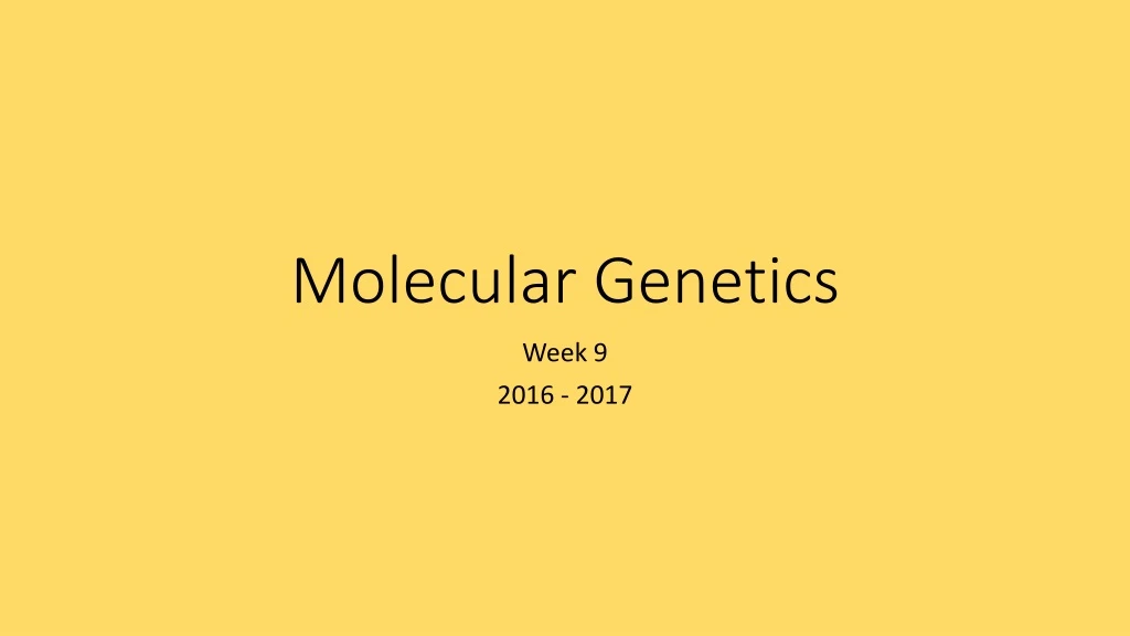 molecular genetics