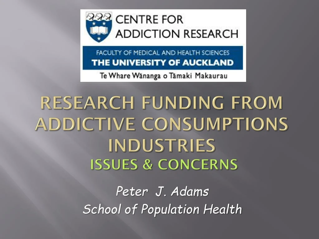 research funding from addictive consumptions industries issues concerns