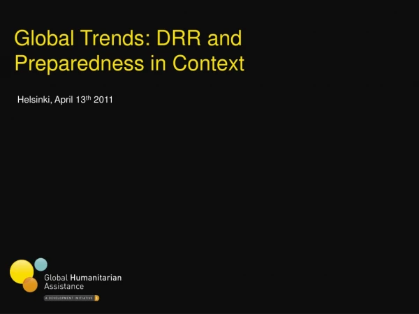 Global Trends: DRR and Preparedness in Context