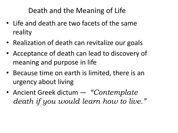 Death and the Meaning of Life