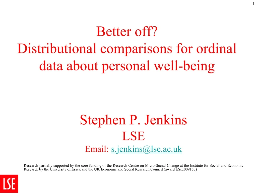 better off distributional comparisons for ordinal data about personal well being