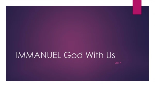 IMMANUEL God With Us