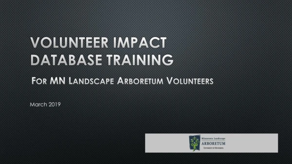 Volunteer Impact Database Training