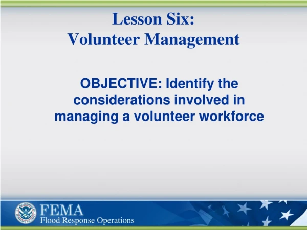 Lesson Six: Volunteer Management