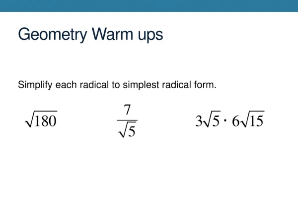 Geometry Warm ups