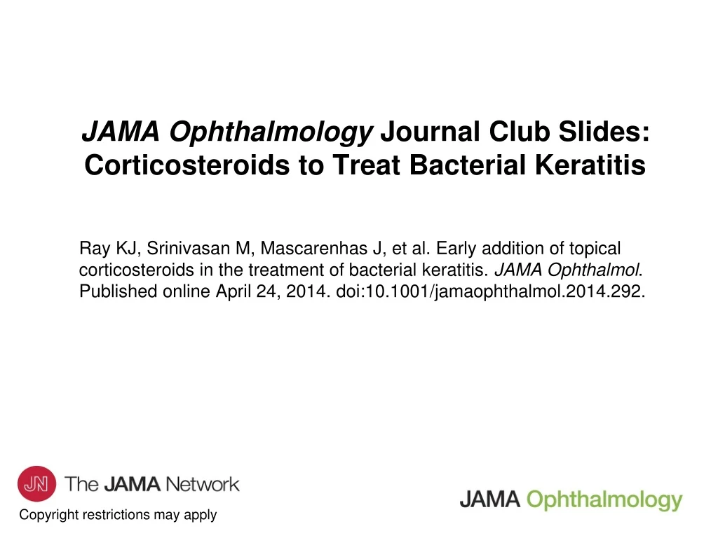 jama ophthalmology journal club slides corticosteroids to treat bacterial keratitis